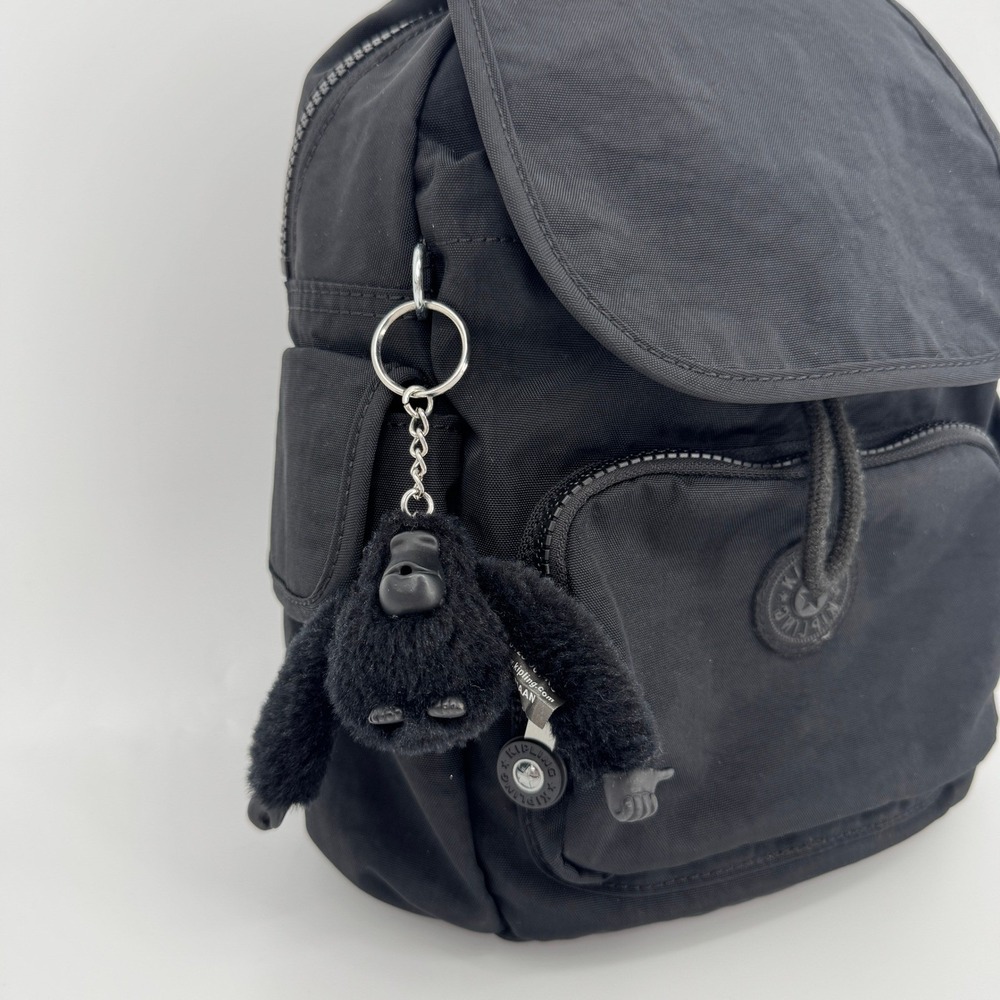 Kipling City Pack Small Backpack Black Nylon Monkey Keychain Travel School Bag - Picture 6 of 10